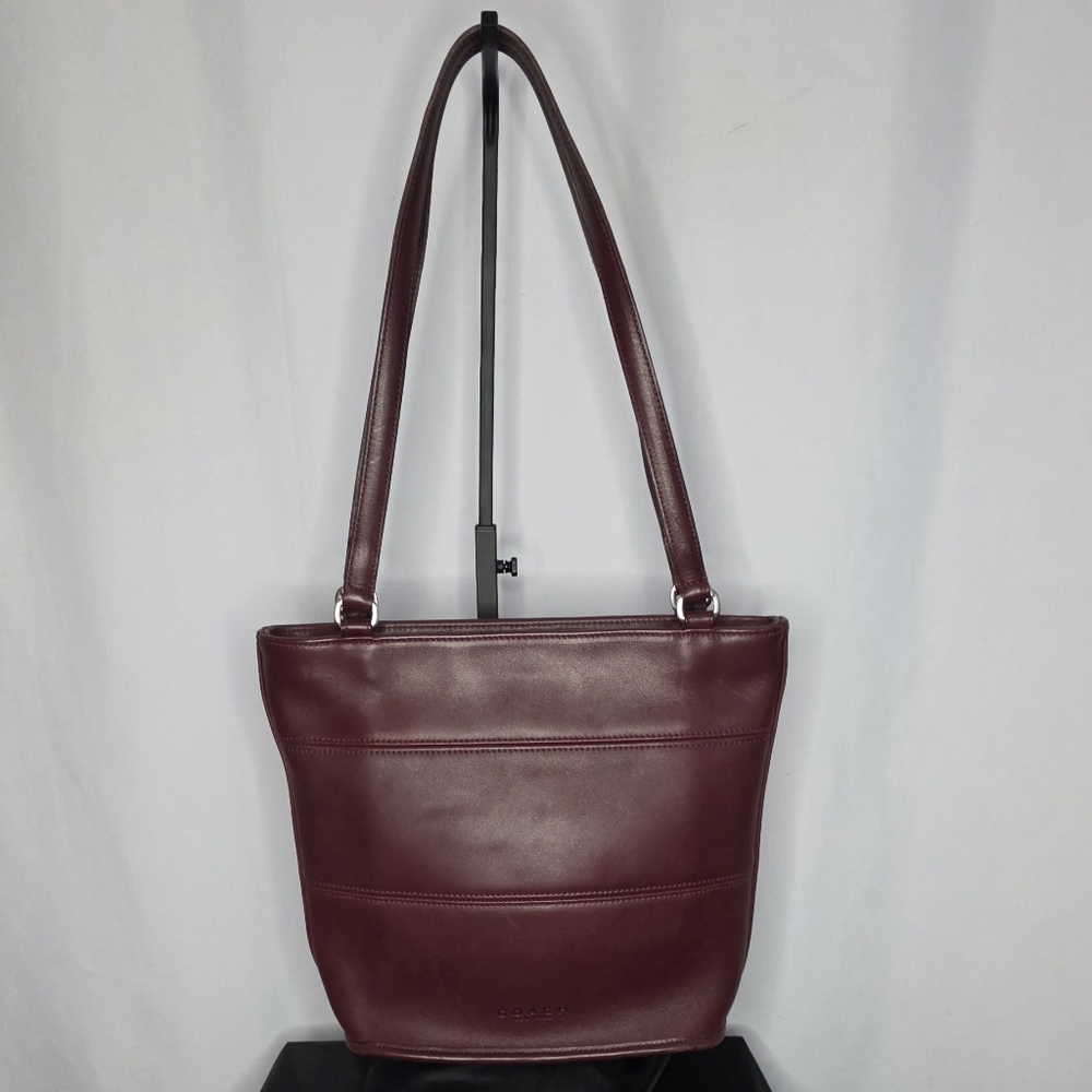 COACH Vintage 9098 Leather Burgundy Leather Handband Tote Bag. - Picture 6 of 8